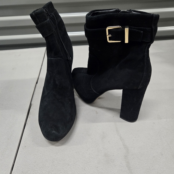 Express Genuine Suede Platform Buckle Boots Sz 8 - Picture 3 of 4